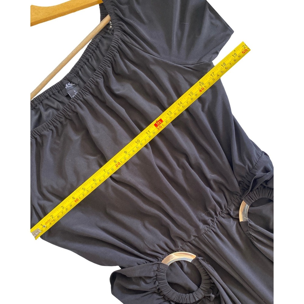 MSK Black Harem Jumpsuit Gold Ring Waist Draped Leg Large Chic Minimalist Dressy - Picture 12 of 16
